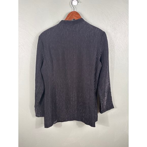 Erin London Women's Size Medium Gray Textured Metallic Lined Long Sleeve Jacket - Picture 12 of 13